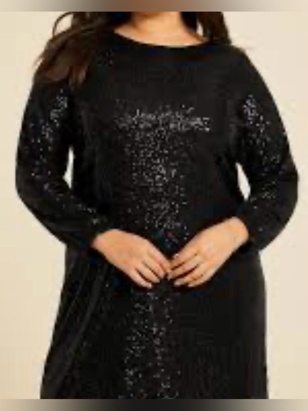 Studio Y size MEDIUM BLACK Long Sleeve Sequin Dress